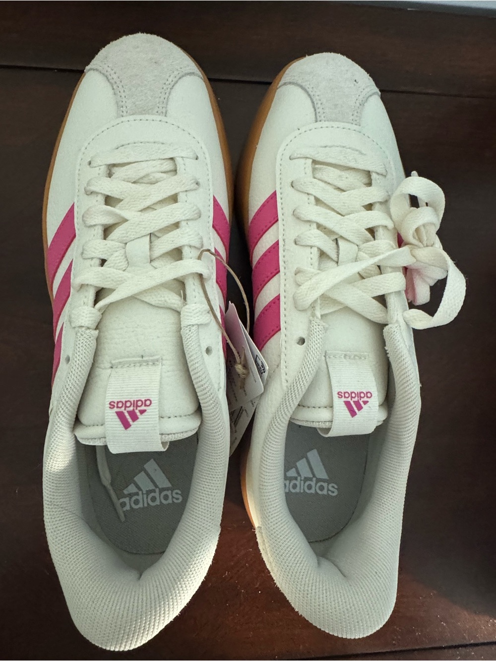 Adidas VL Court 3.0 Womens White/Pink Sneakers New Sz 8.5